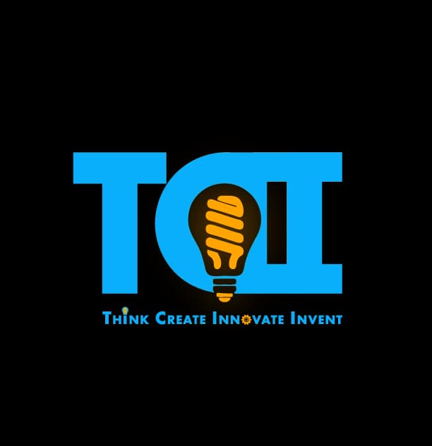 The TCII logo, blue initials with a lightbulb in place of the C above the words Think Create Innovate Invent